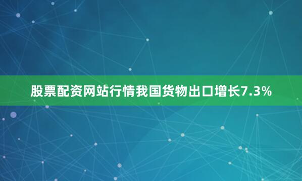 股票配资网站行情我国货物出口增长7.3%
